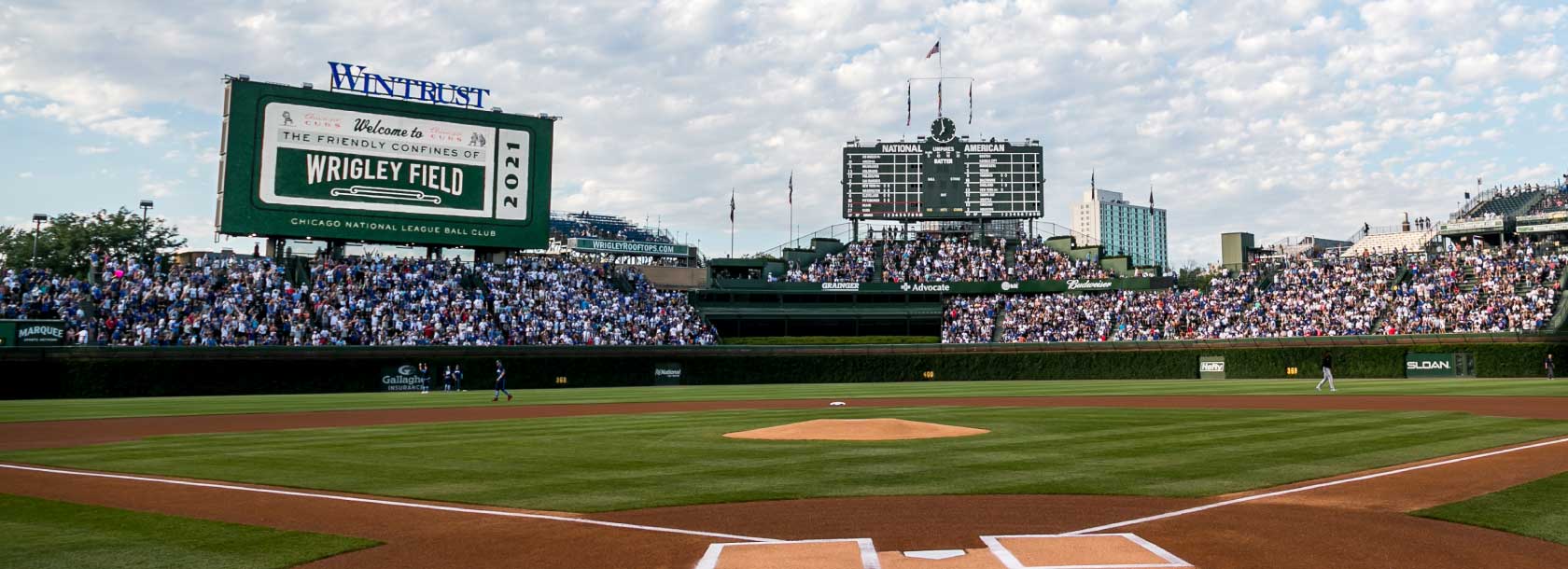 A general view of the exterior of Wrigley Field, home of the